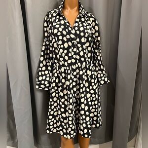 Ark & Co Black and Cream Polka Dot Dress